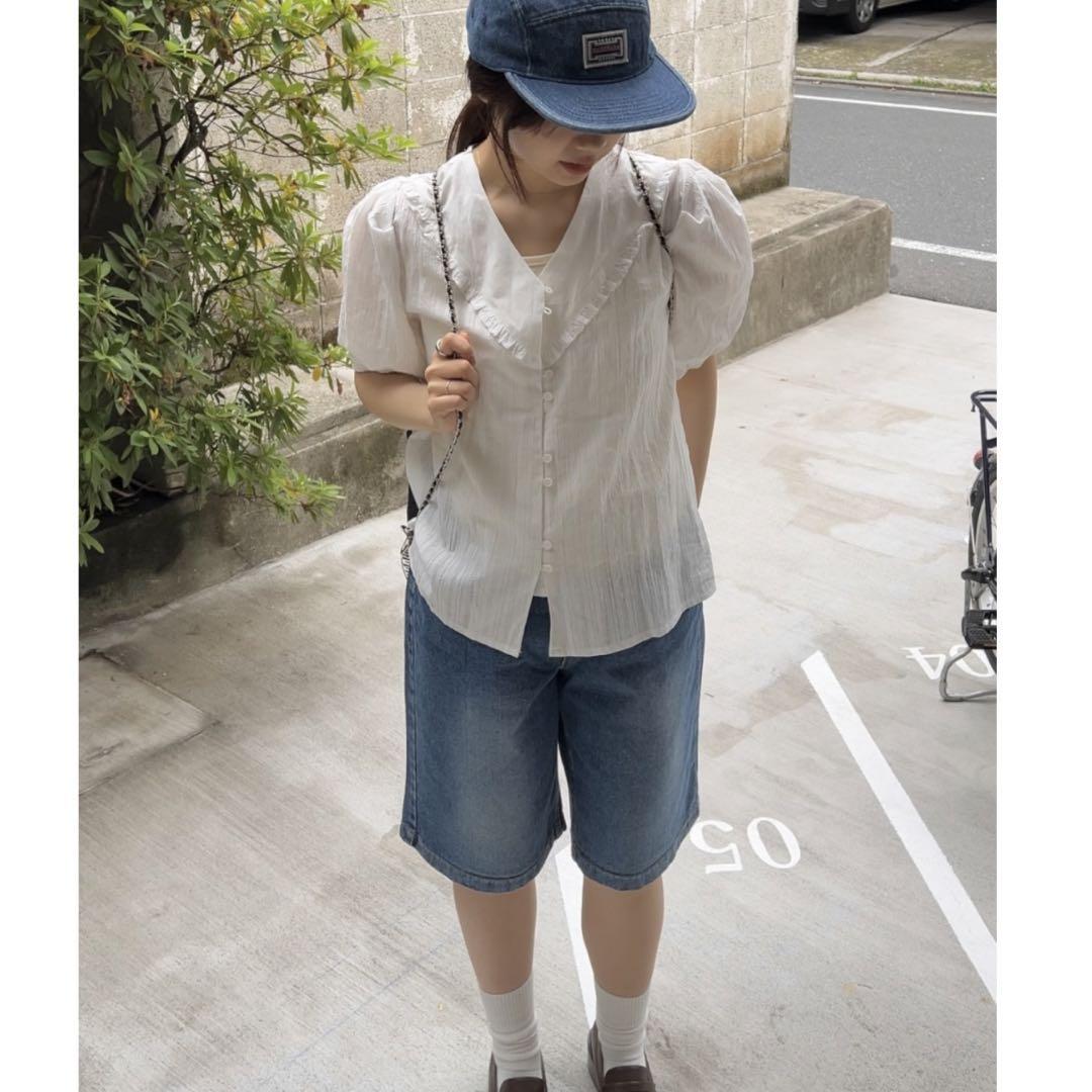 GIUNON スタンダードハーフデニムパンツ