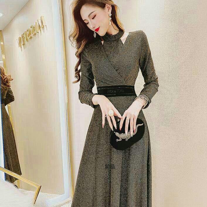 ワンピース女子冬服ウエストカット女神a字スカートS-2XL@ inkt1-m62245665539 日本製得価