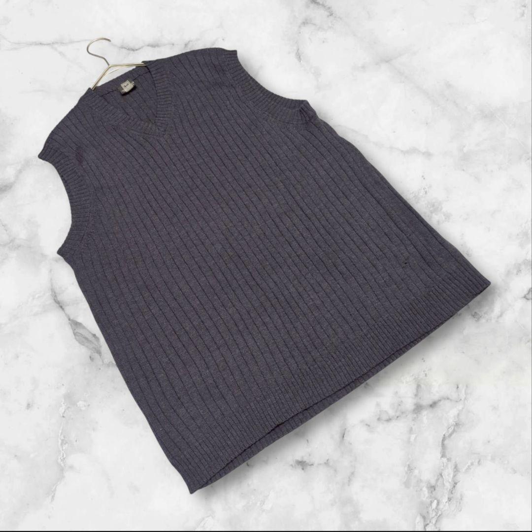 【ナイキ】NIKE（L）ベスト リブニット Vネック ウール シンプル グレー系