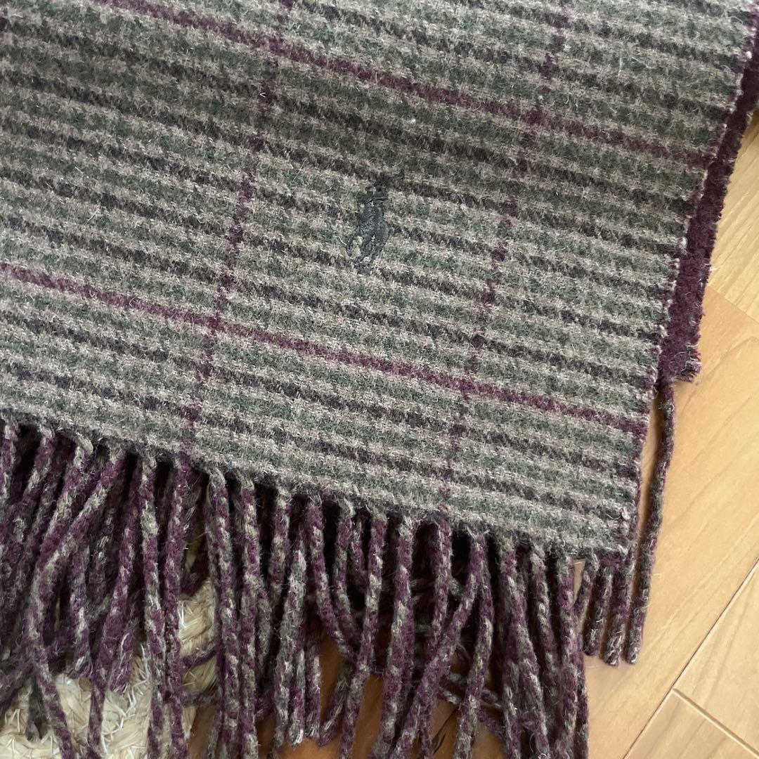 Ralph Lauren チェック柄大判ストール カーキ