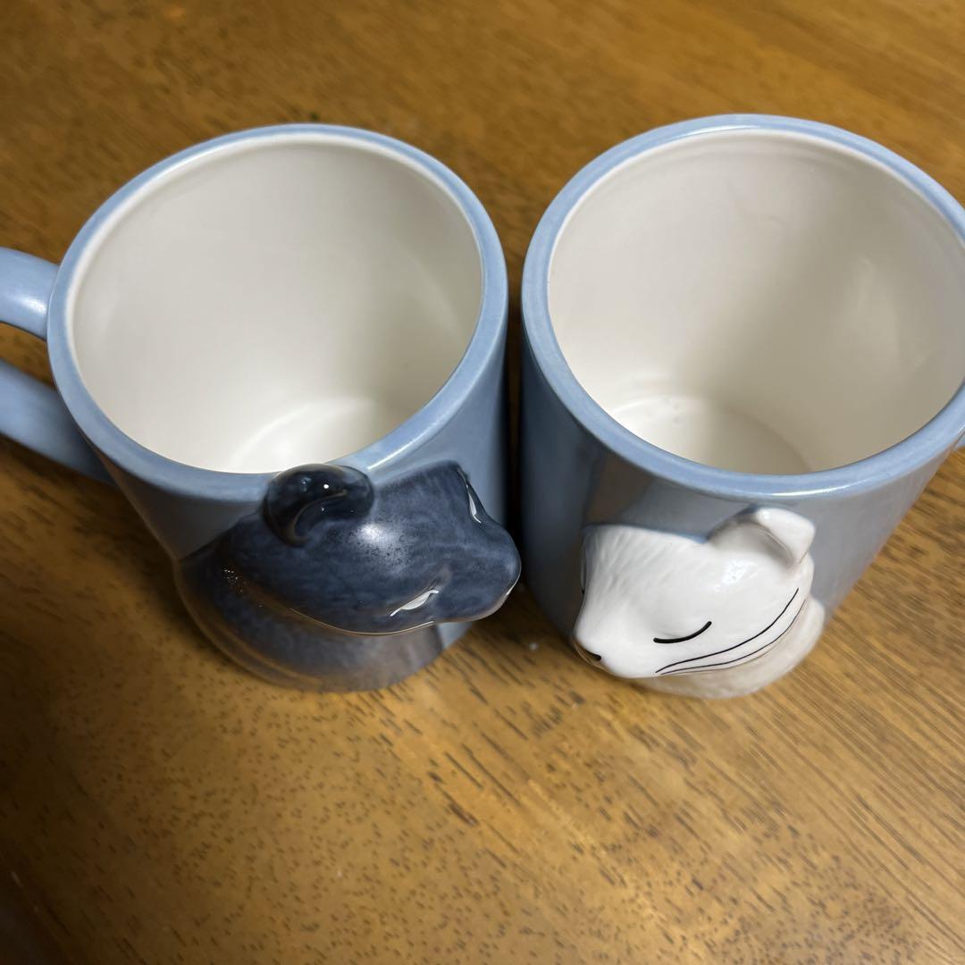 黒猫❤️白猫ペアマグカップ2個セット美品