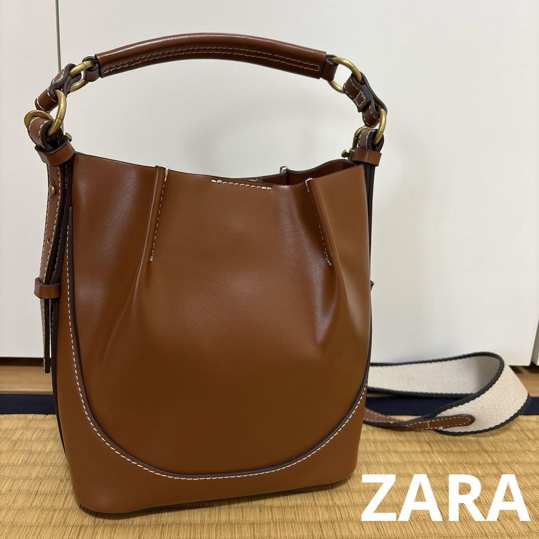 ZARA/トップステッチバケットバッグ - メルカリ