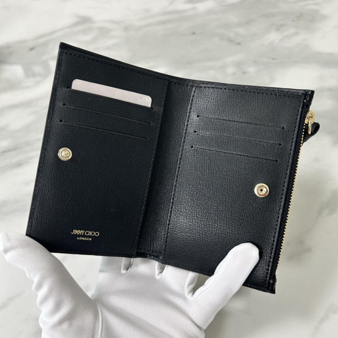 ジミーチュウ　LITZY 二つ折り　財布　ブラック　バッグ　スニーカー ジミーチュウ Litzy クロコ型押し 折り財布 バッグ スニーカー