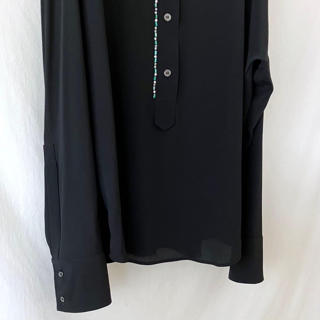 N°21 ビジュートリム プルオーバー ブラウス 40 M アセテートシルク 黒