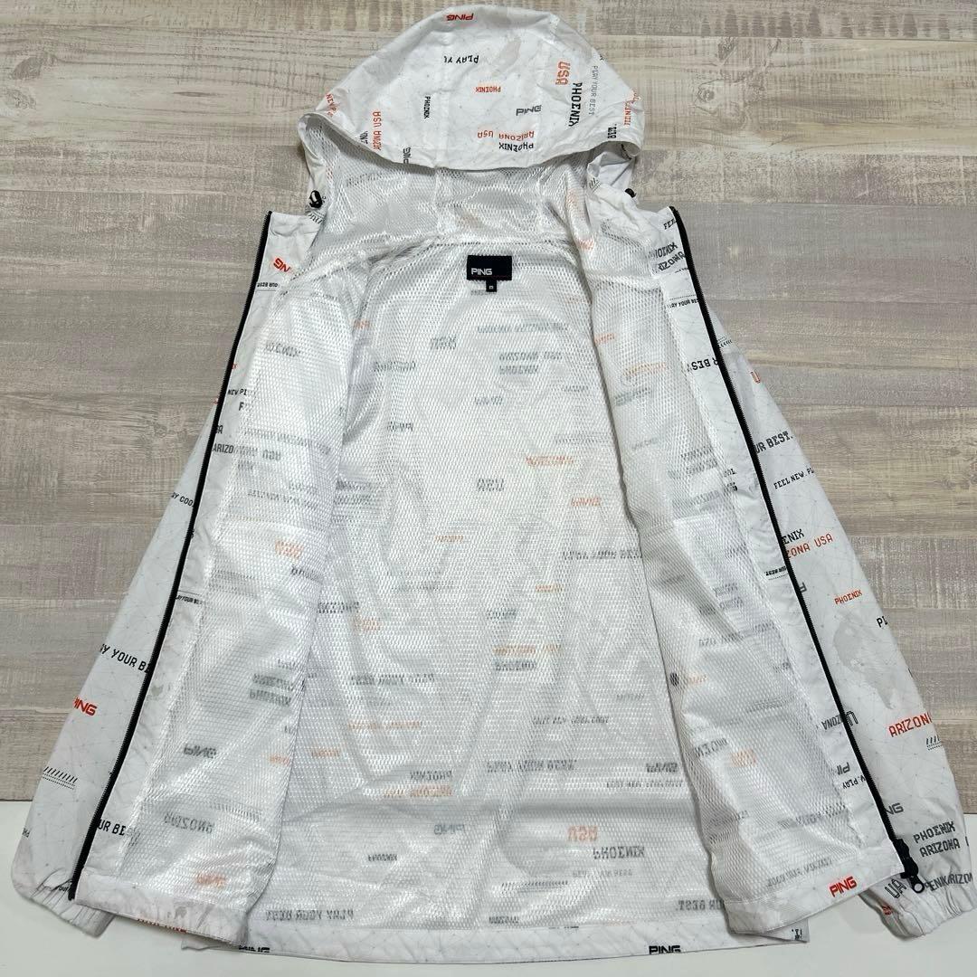 ピン★ロゴ総柄★薄手ストレッチ★メッシュ加工★ダブルジップ【メンズ サイズM】