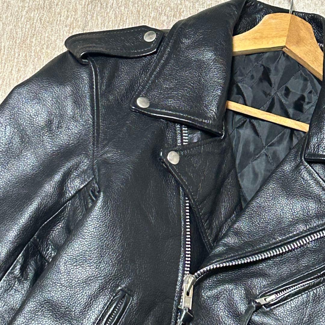 美品 フリーダム ダブルライダースジャケット 牛革 裏地 キルティング Lサイズ 美品 フリーダム ダブルライダースジャケット 牛革 裏地 キルティング Lサイズ