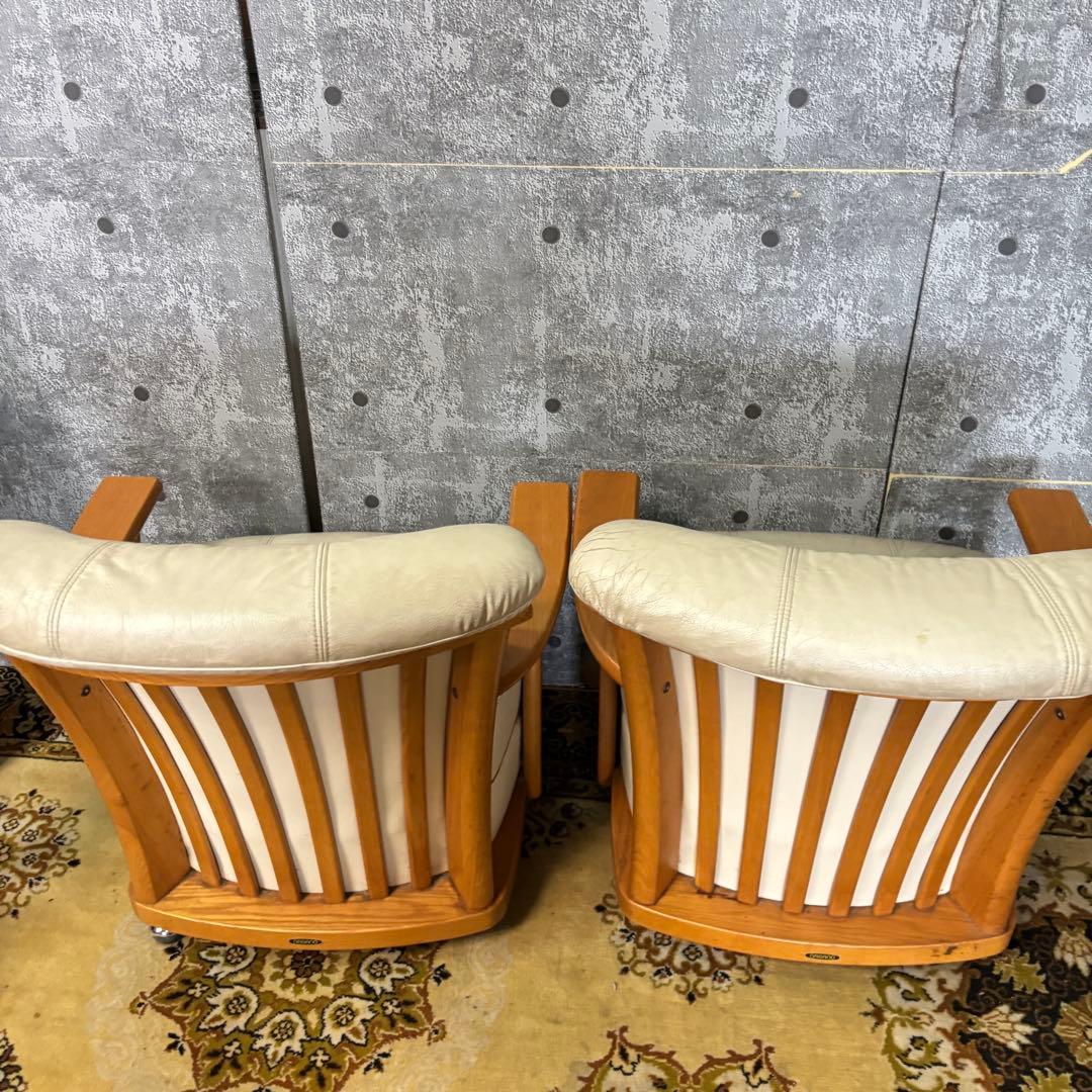 NAGANO꧂キャスター付ダイニングアームチェア2脚 食卓NAGANO