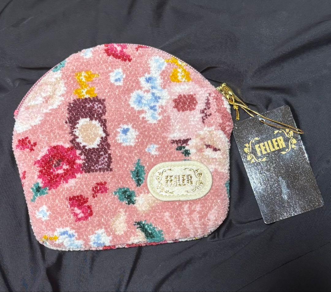 FEILER 花柄ポーチ ピンク 約20cm