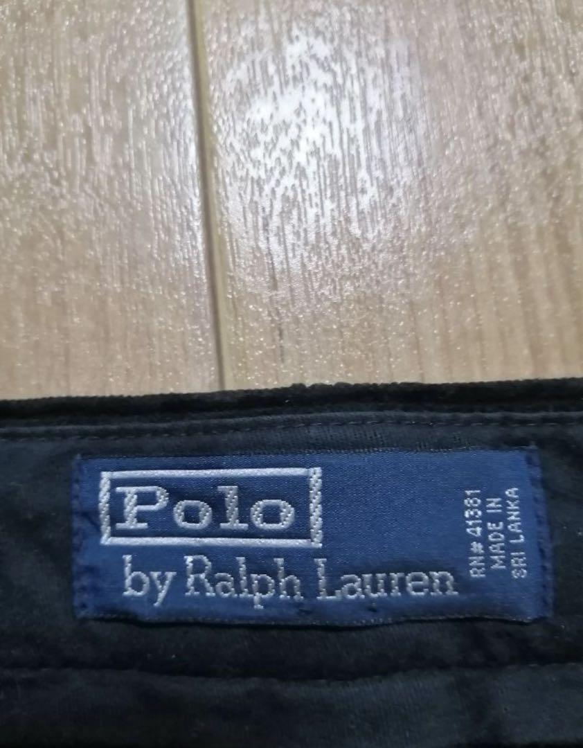 90s POLO ラルフローレン 2タック コーデュロイパンツ ワイドパンツ 黒