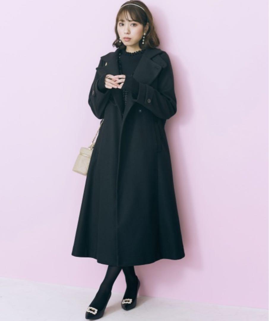 新品に近い★2way ファー ロングコート marun ブラックLL