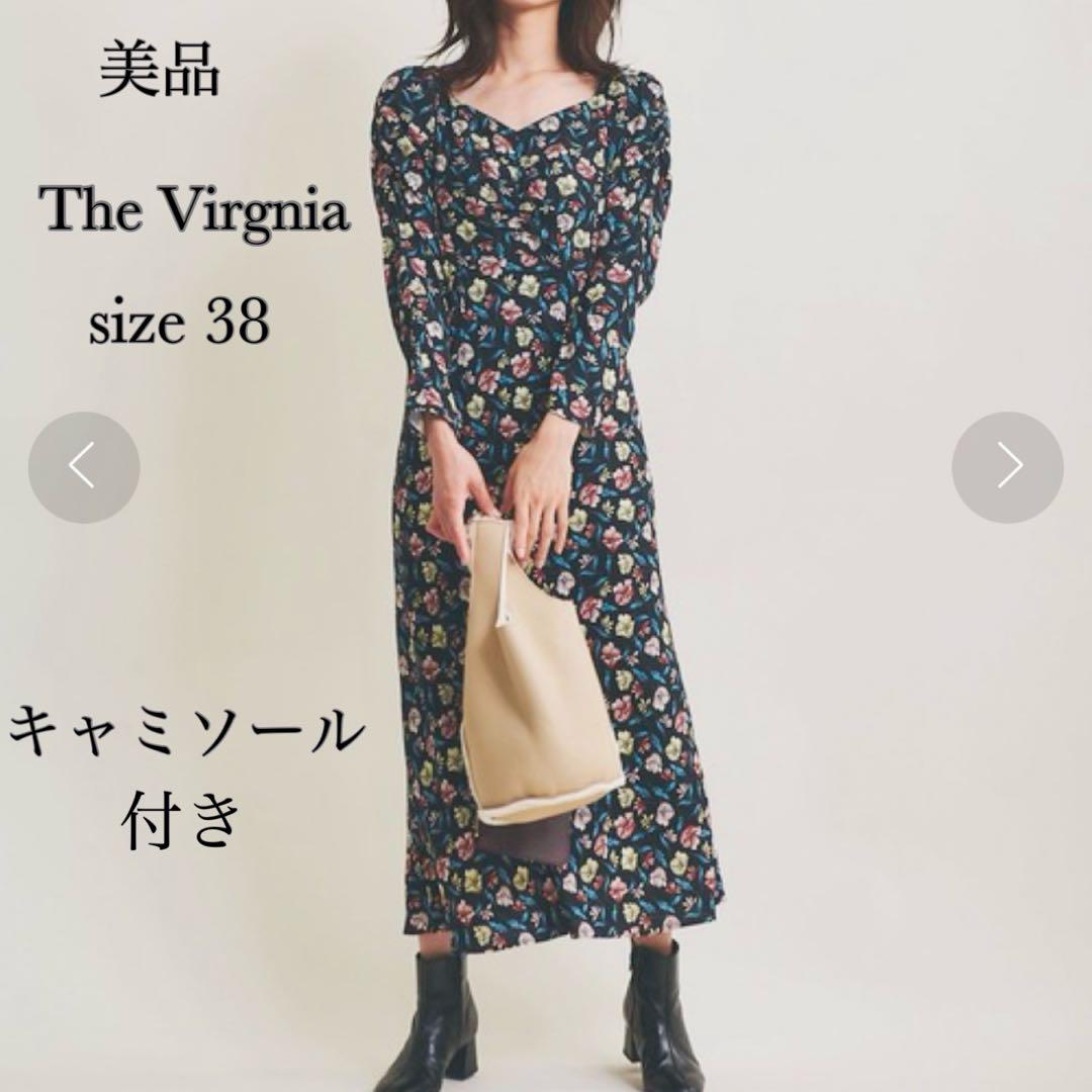 美品 The Virgnia ハートネック レトロフラワー柄ワンピース 38