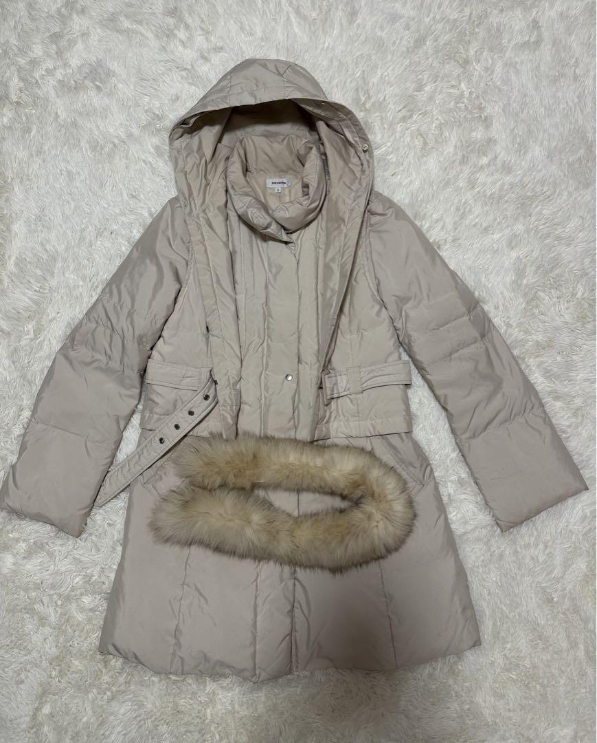 極美品 23区 2way ダウンコート ファー ベージュ 大きいサイズ 46