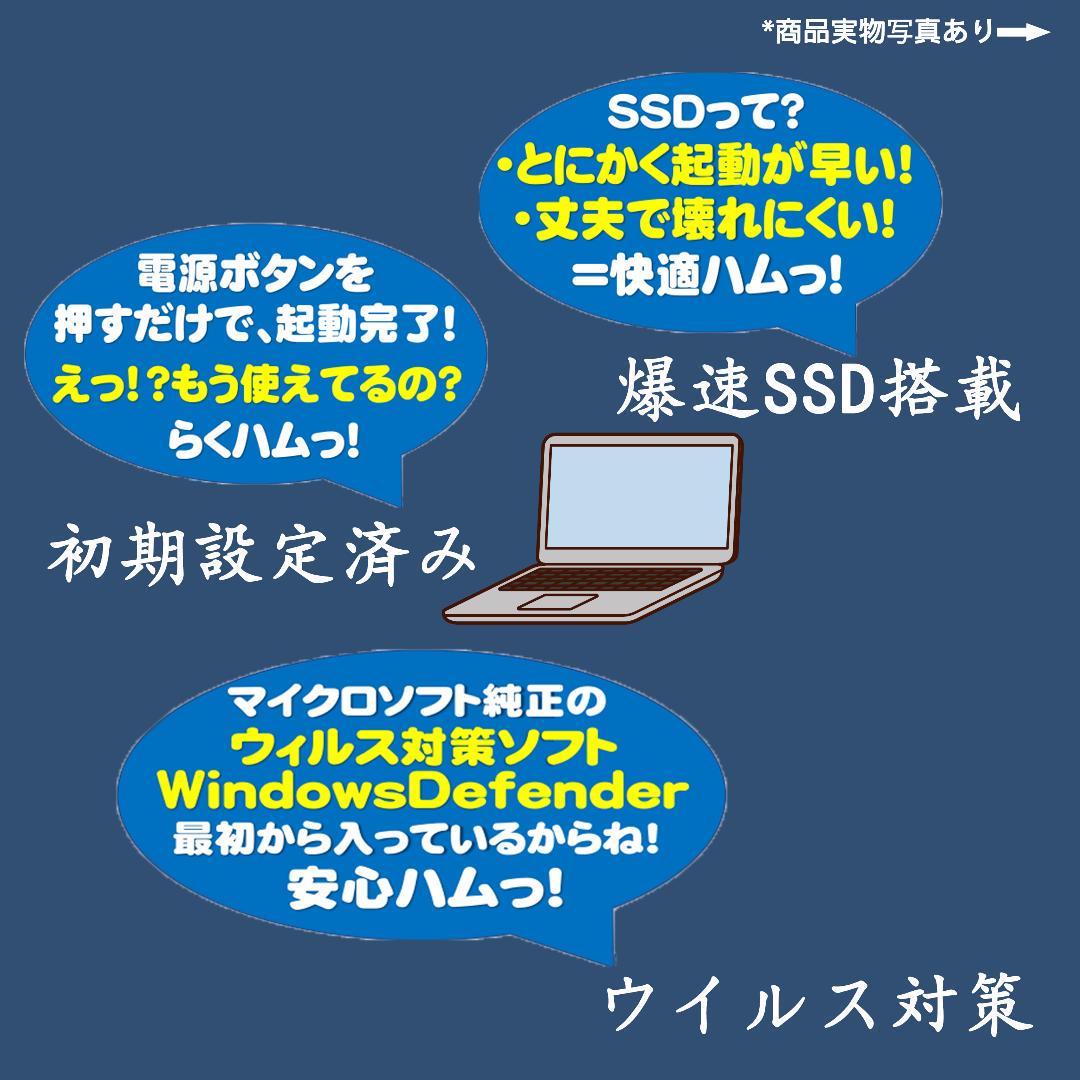 ノートパソコン　Windows11　オフィス付き　16GB　爆速SSD256GB
