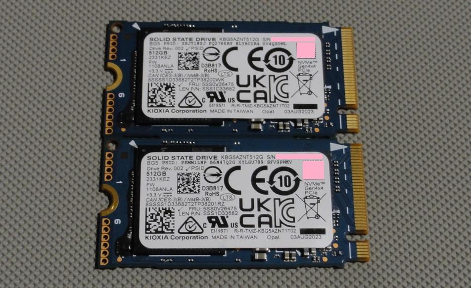 中古 M.2 NVMe SSD 2242 512GB 2枚セット　②
