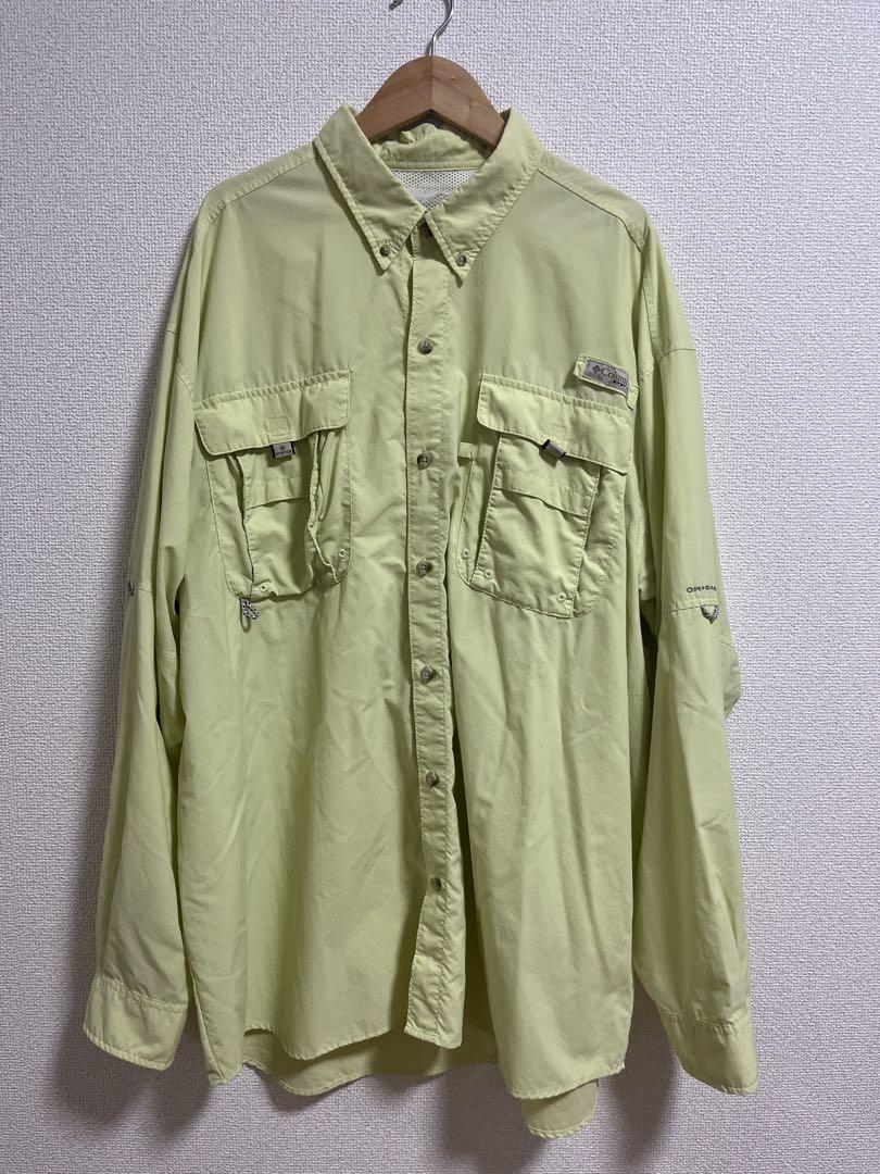 Columbia PFG フィッシング 長袖シャツ ライトグリーン