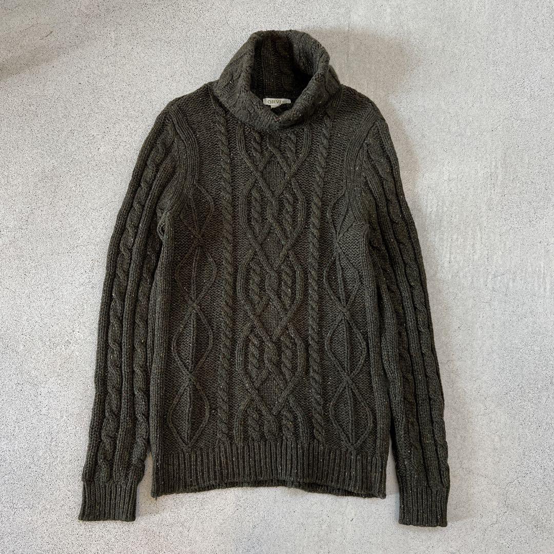 ORVIS ケーブルニット タートルネックセーター 古着 オービス used
