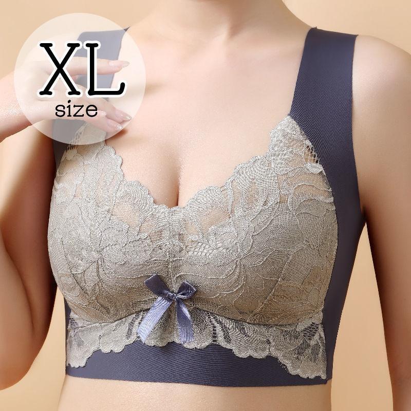 ノンワイヤーブラ ブラジャー 可愛い ブルー 胸をコンパクトに魅せる XL a