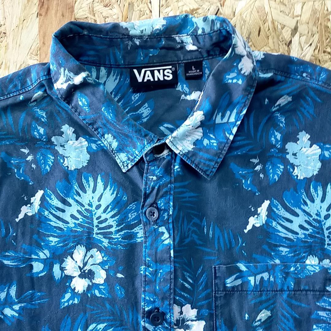 VANS　半袖シャツ　Lサイズ　ハイビスカス柄　US古着　送料無料　[363]