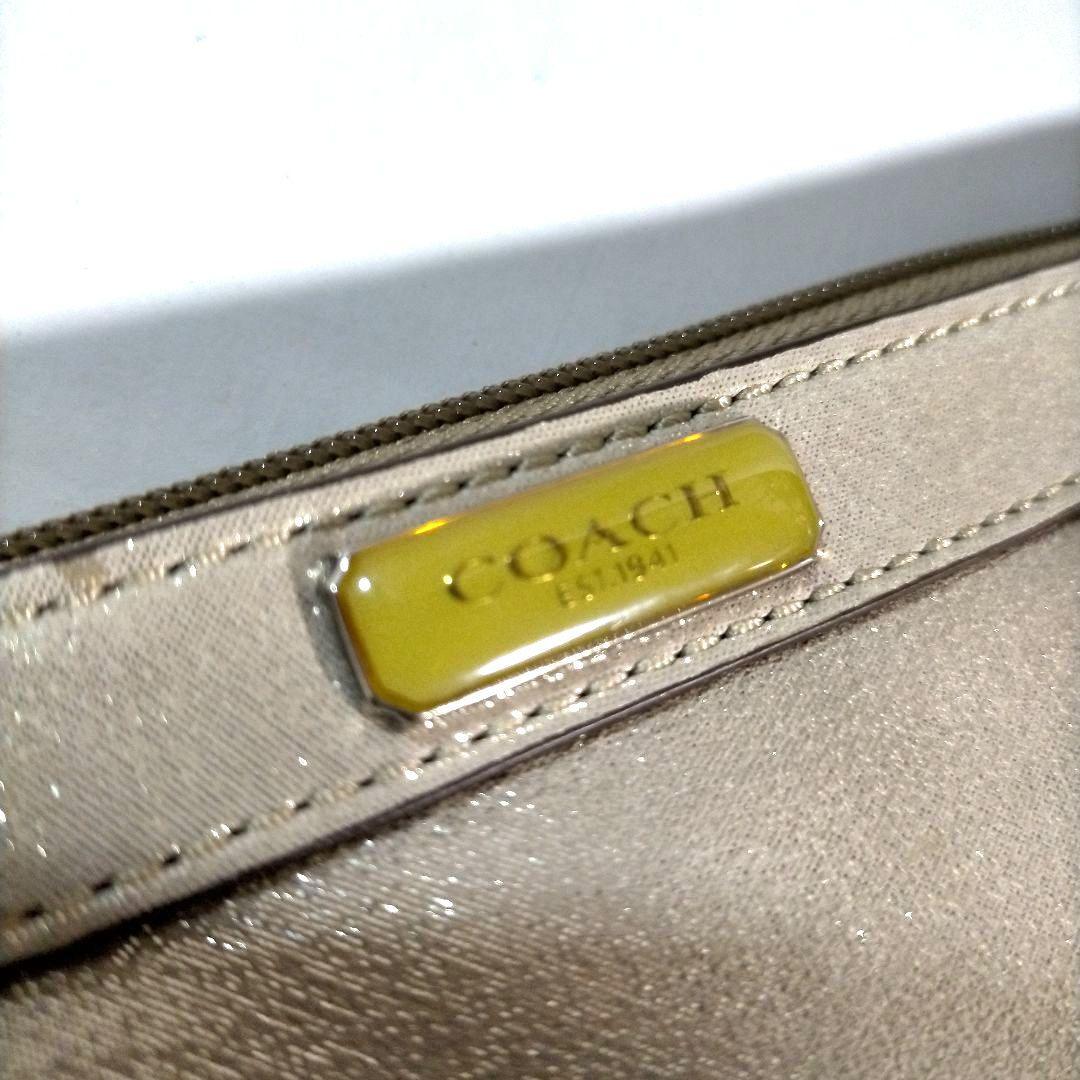 激レア コーチ アクセサリーポーチ 小物入れ リストレット 革 ラメ ゴールド 激レア コーチ アクセサリーポーチ 小物入れ リストレット 革 ラメ ゴールド