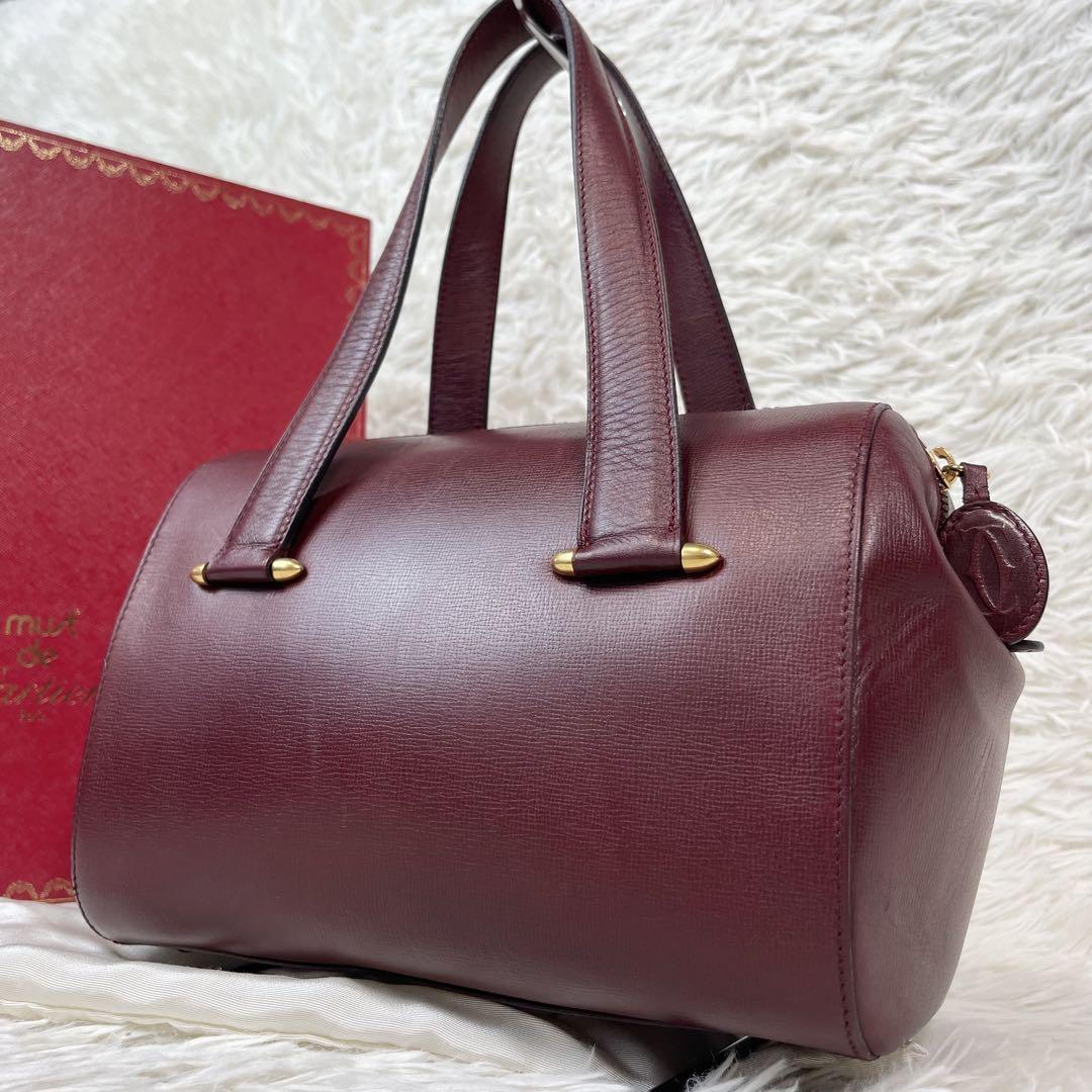 美品　Cartie カルティエ　マストライン　ボストンバッグ　レザー　ボルドー Cartier カルティエ マストライン ミニボストンバッグ