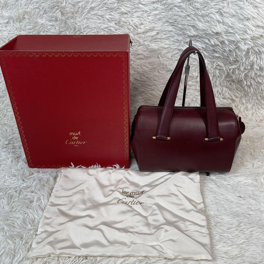 美品　Cartie カルティエ　マストライン　ボストンバッグ　レザー　ボルドー Cartier カルティエ マストライン ミニボストンバッグ