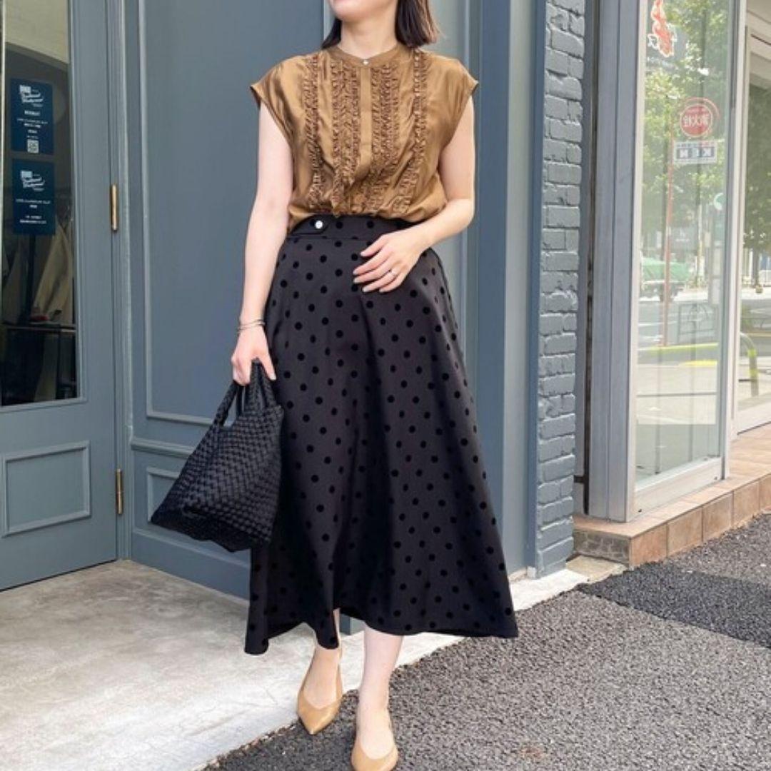 ドットフロッキープリントスカートS