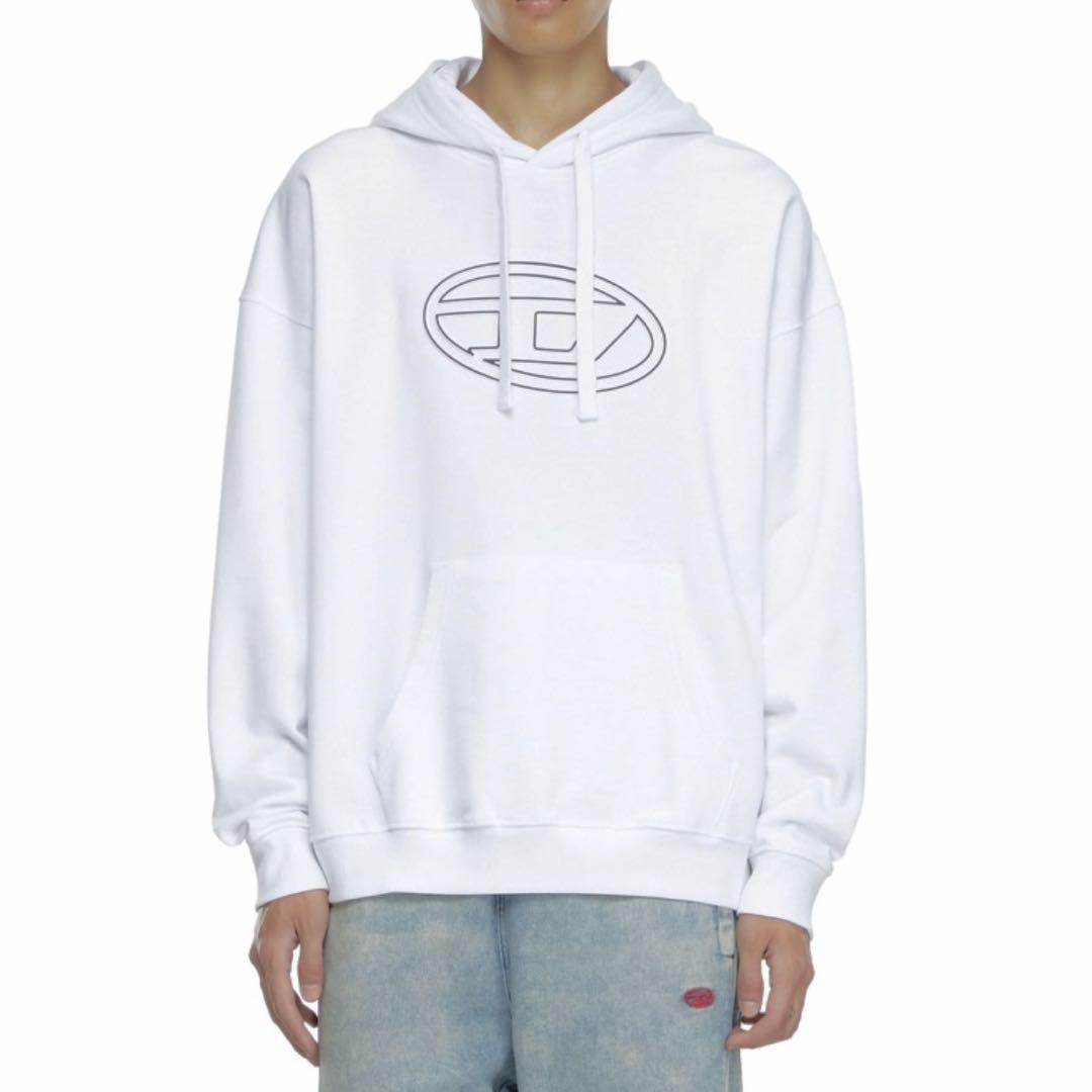 ディーゼル DIESEL パーカー トレーナー プルオーバー Dロゴ 白 M