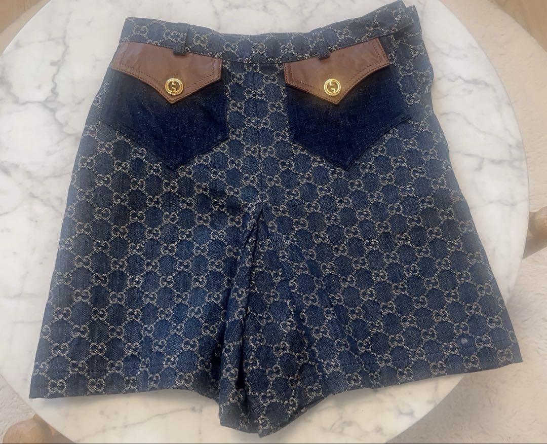❤ GUCCI グッチ ウォッシュド オーガニックデニム ショートパンツ キュロット 低価格を買う