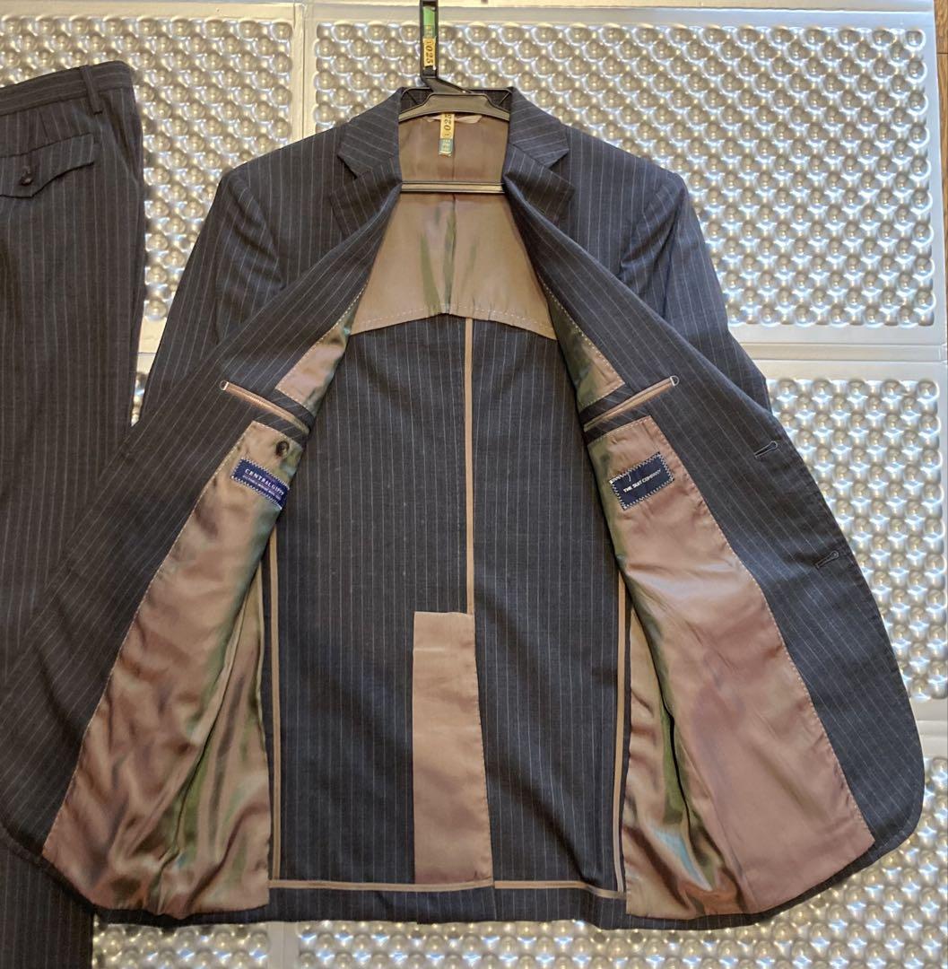 グレーストライプ ビジネススーツ　春夏　THE SUITE COMPANY 美品 THE SUIT COMPANY グレー ストライプ ビジネススーツ