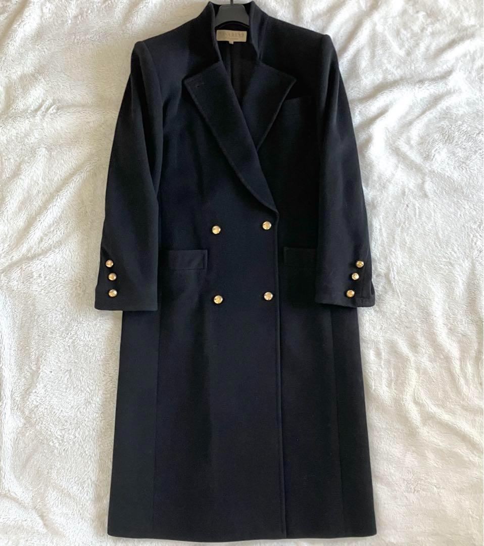ニナリッチ ウール カシミヤ混 金ボタン ロングチェスターコート 9 ブラックM NINA RICCI