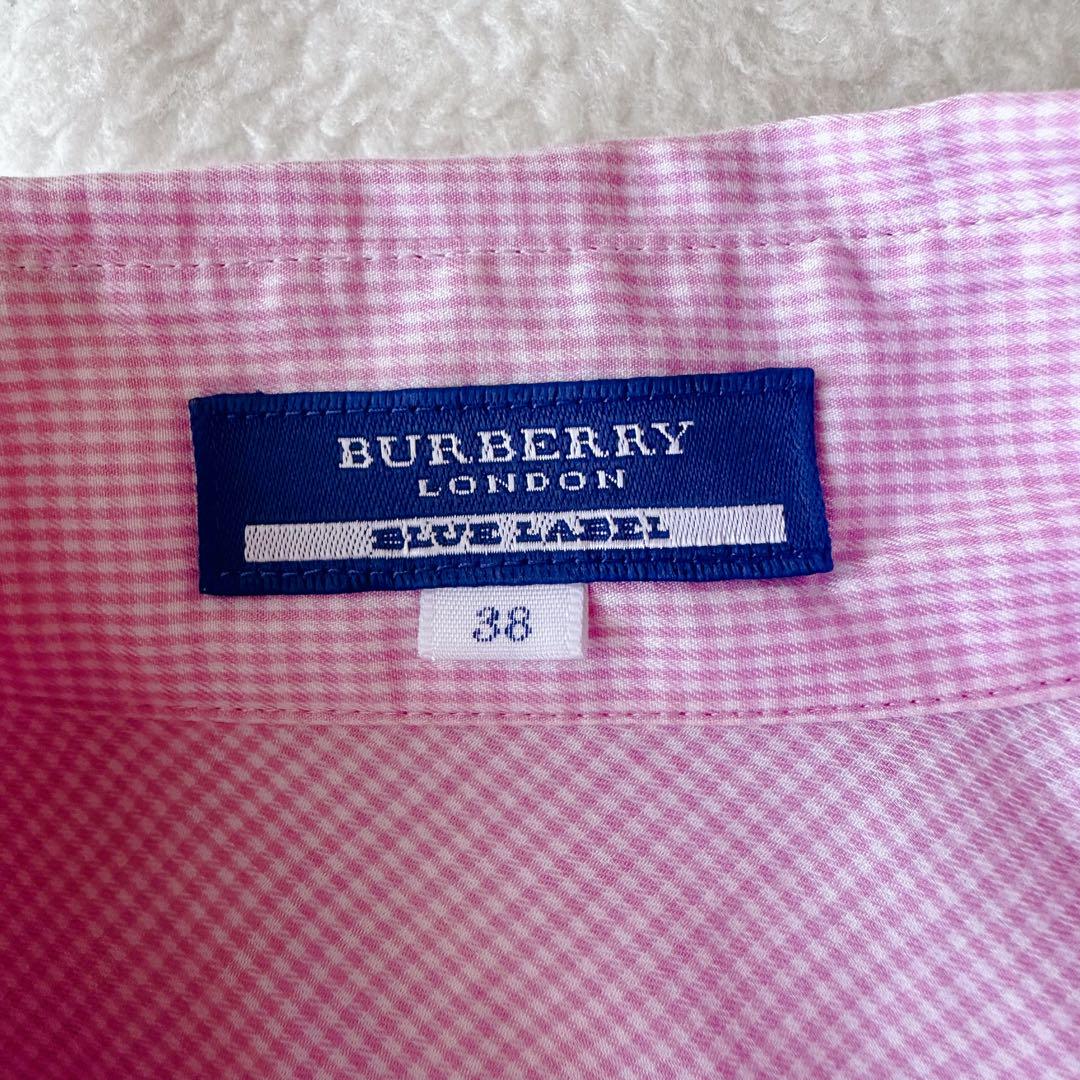 バーバリー　ブルーレーベル チェック柄 パフスリーブ Tシャツ 日本製 バーバリーブルーレーベル BURBERRY BLUE LABEL 半袖