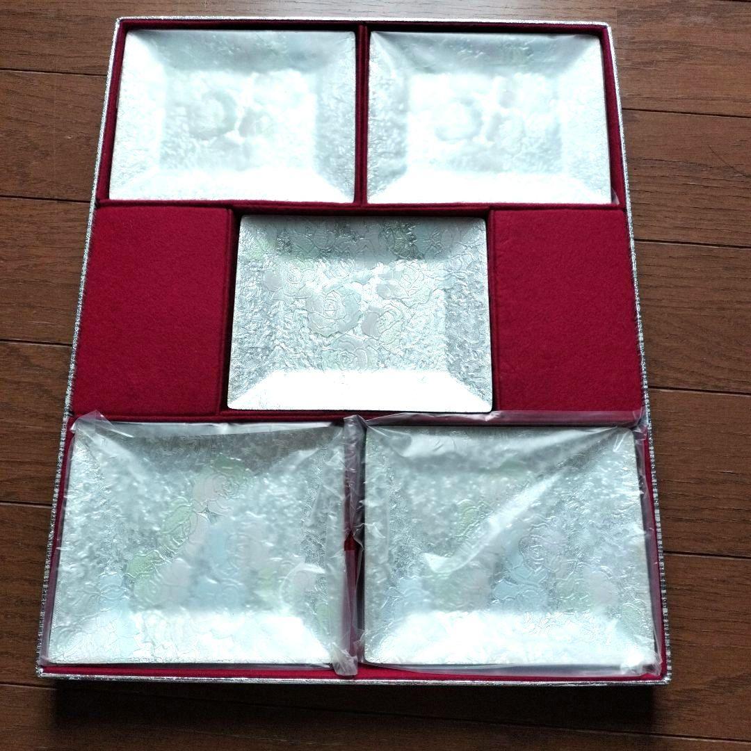 七宝焼銘々皿 菓子入れセット5枚角皿お茶会おもてなし パーティお祝い