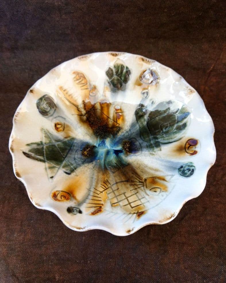 光藤佐 鉄絵線刻鉢♥に近い