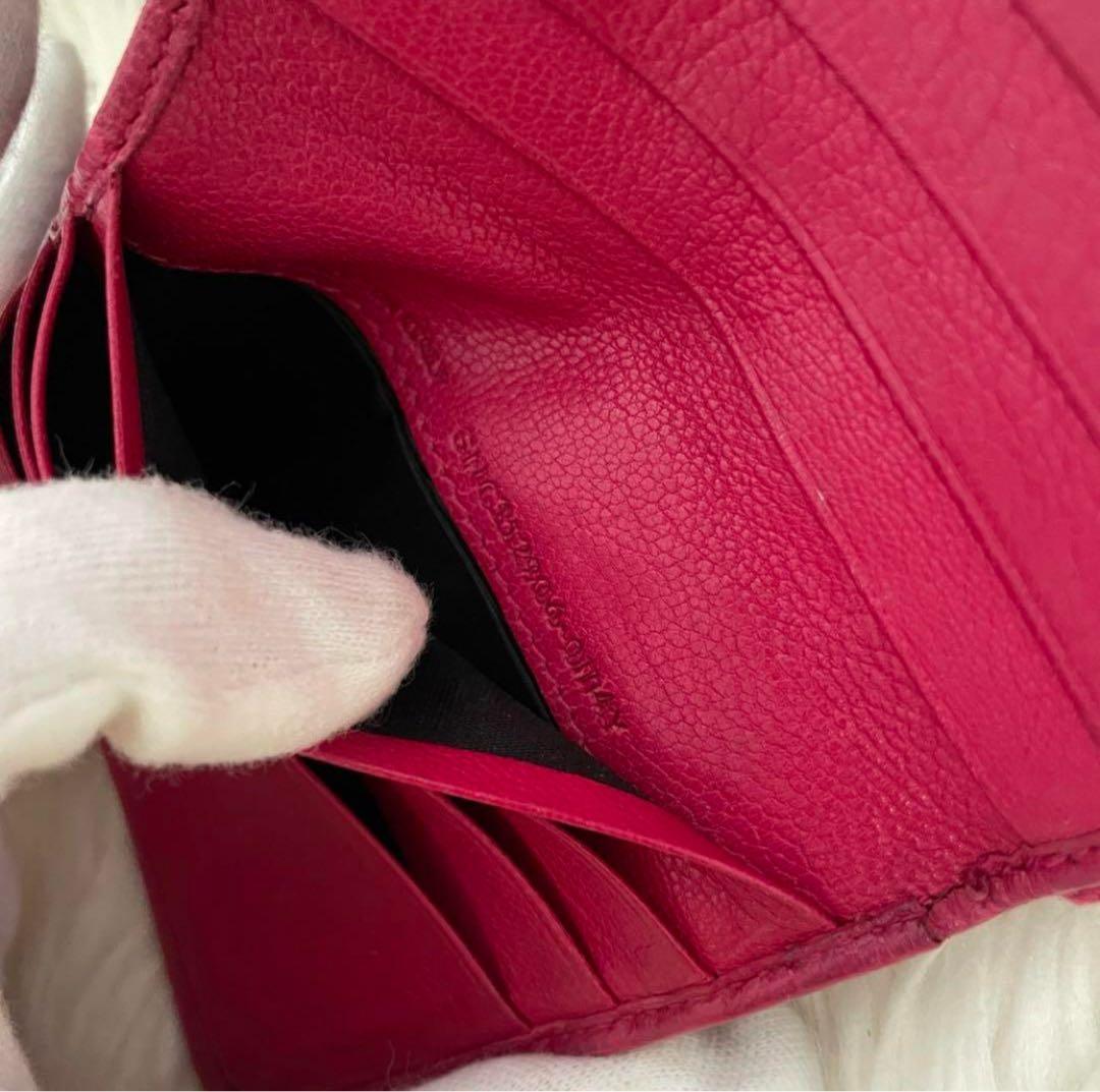 イヴ サンローラン YSL 二つ折り ミニ 財布 ファスナー ピンク