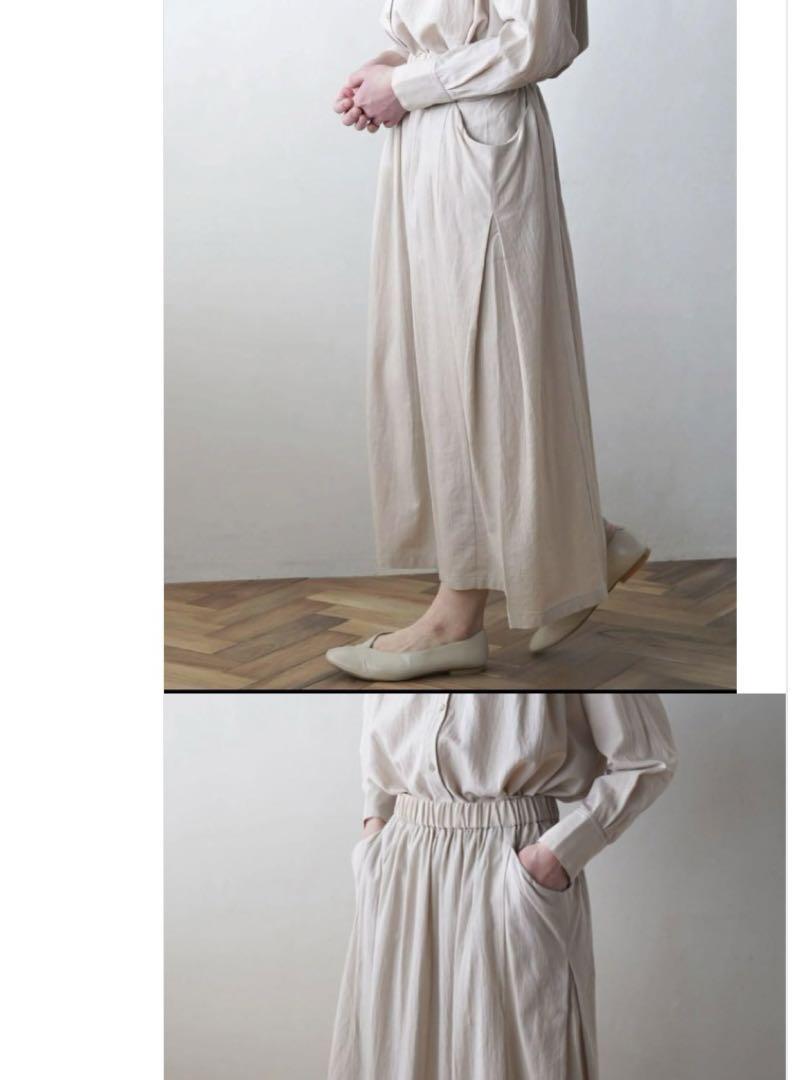 ◻️美品◻️evam eva コットンシルク ギャザースカート オークル