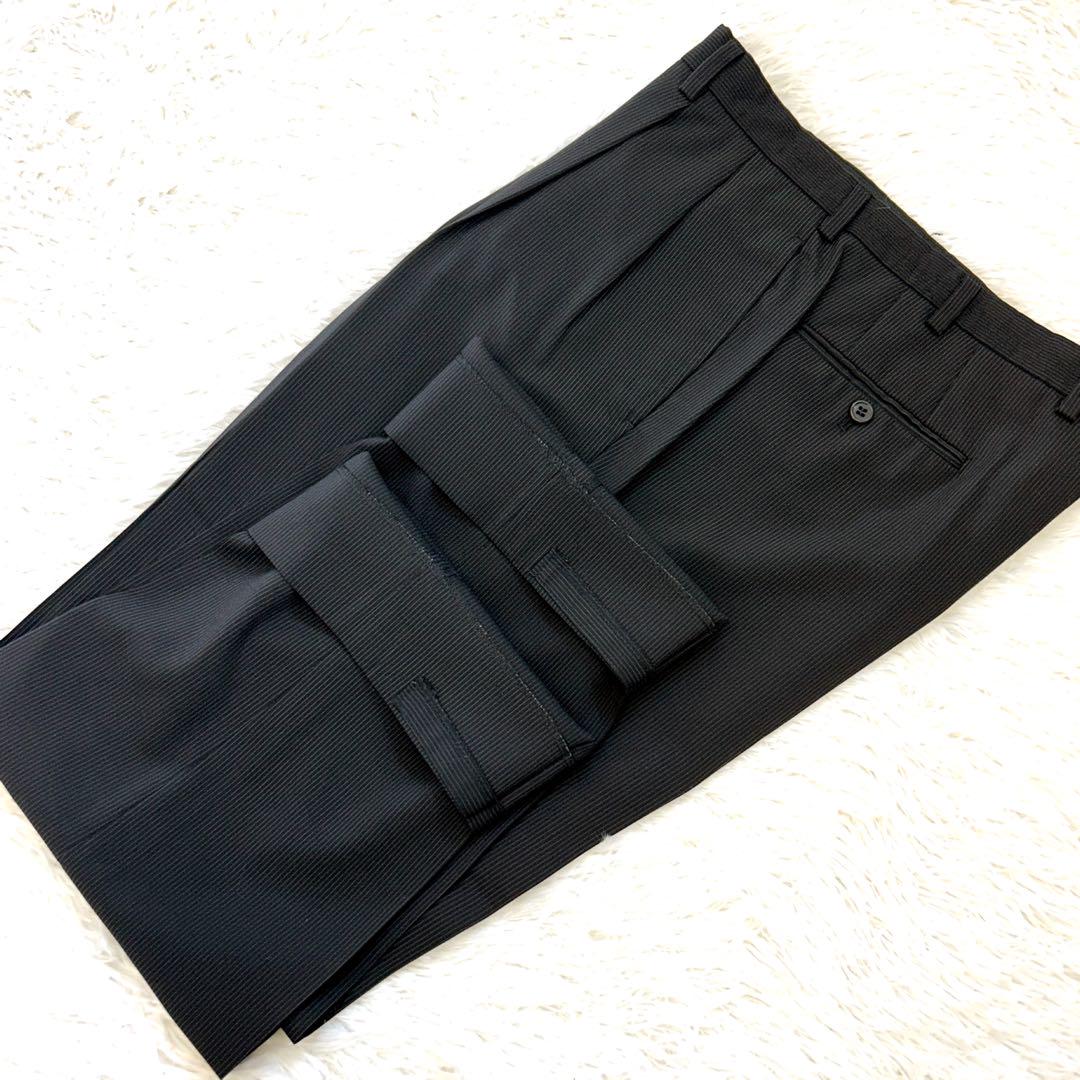 NEWYORKER AB5 ビジネススーツ 黒 ストライプ柄