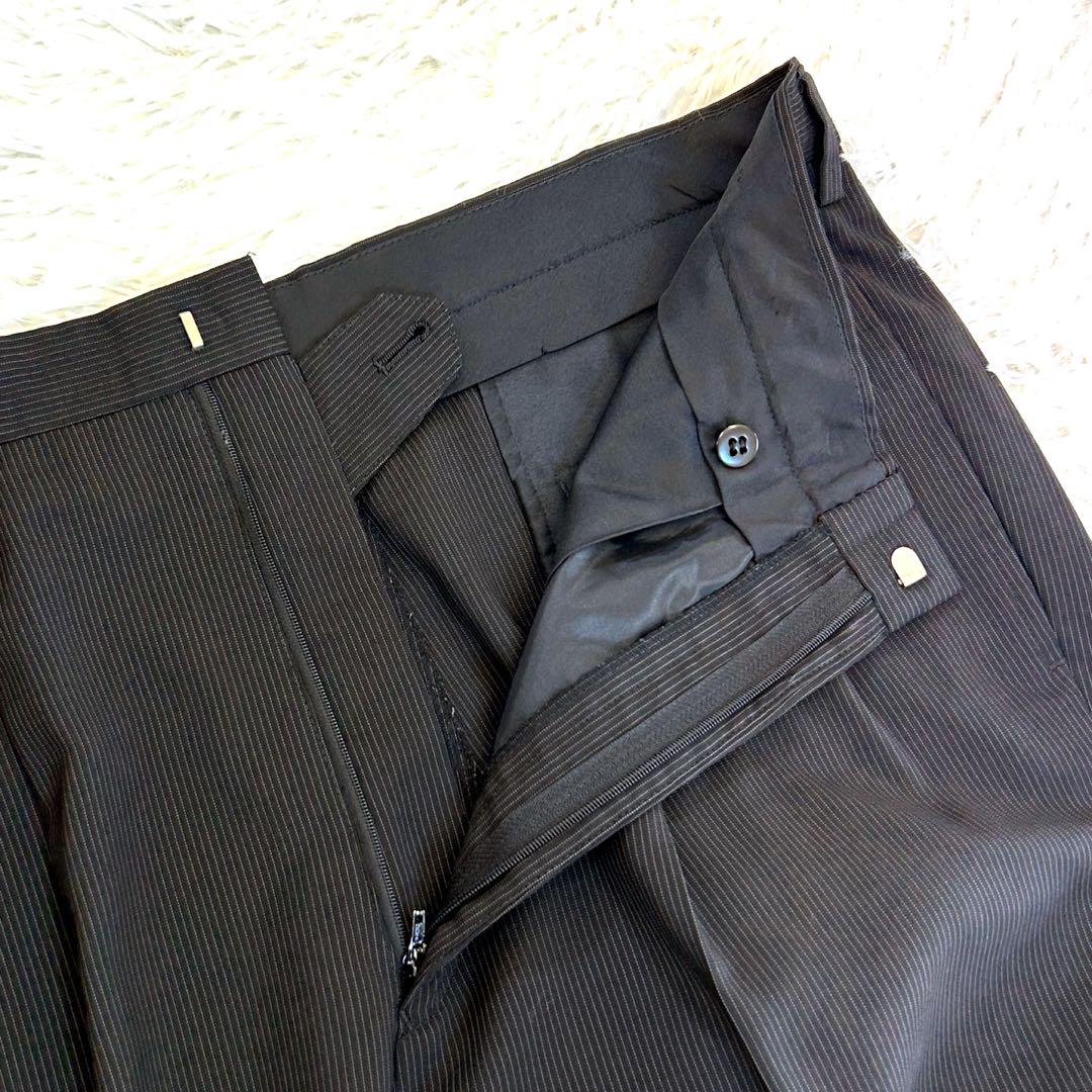 NEWYORKER AB5 ビジネススーツ 黒 ストライプ柄