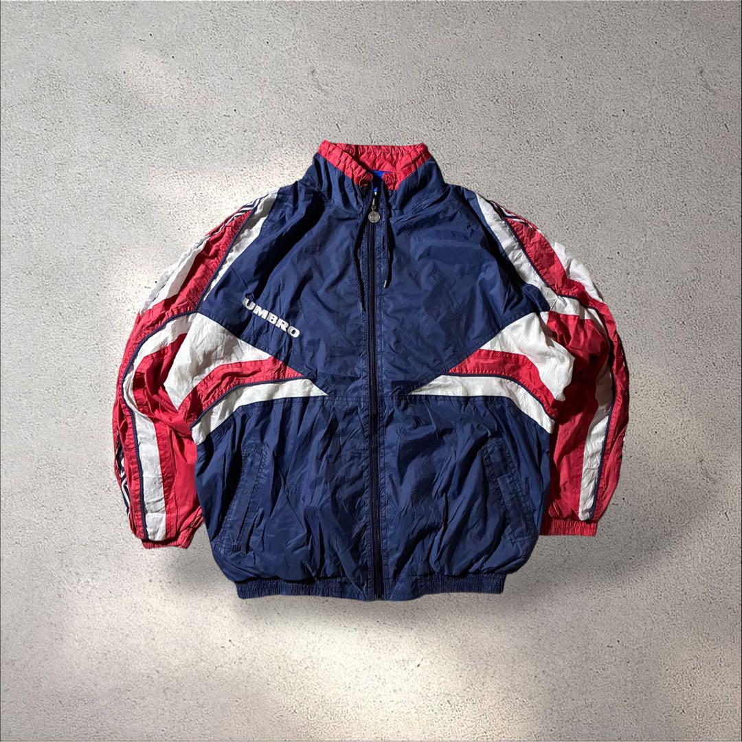 90s UMBROナイロンジャケット刺繍ロゴ企業短丈マルチカラーY2Kテック
