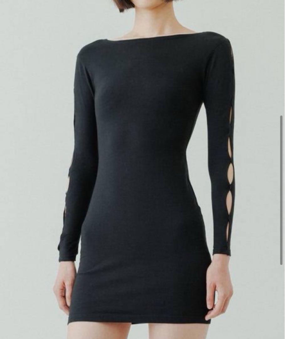 ワンピース open slave cotton mini dress
