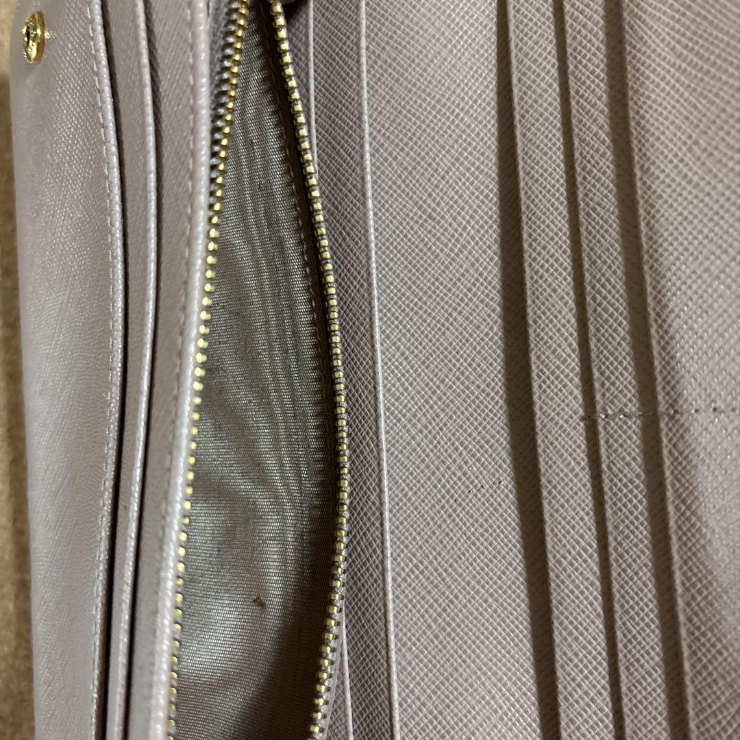 【PRADA】サフィアーノレザー リボン 長財布 ピンクベージュ