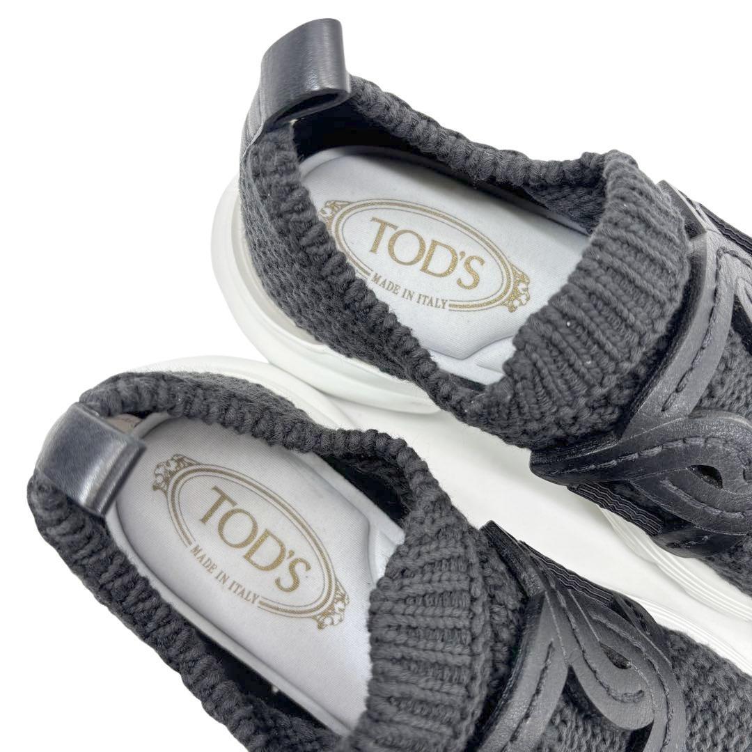 【美品】TOD'S トッズ ケイト ニットスニーカー 37 ブラック Q38