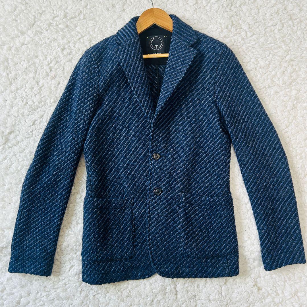 未使用級✨T-JACKETツイード生地テーラードジャケットXS本格イタリア製