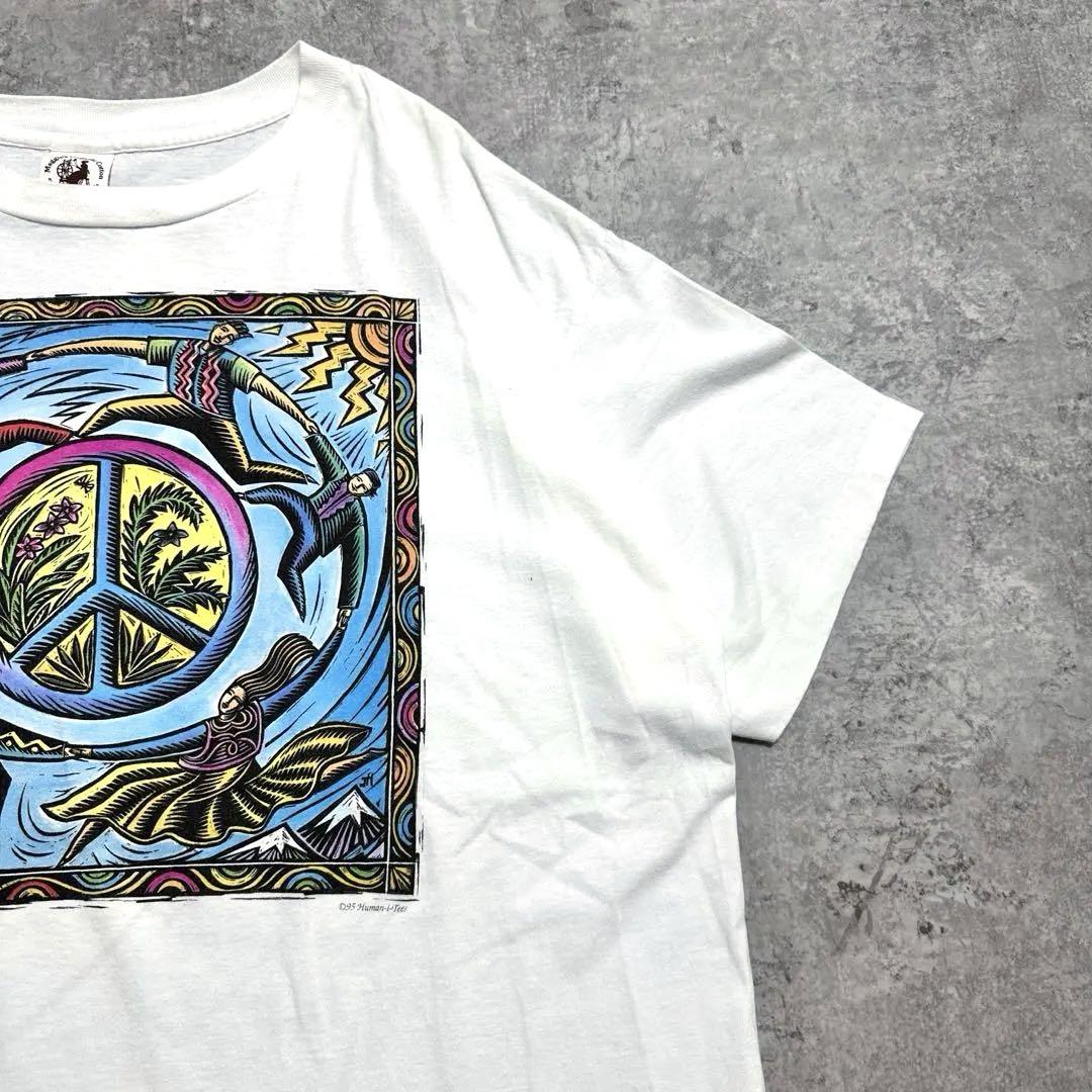90s Human-I-Tees プリントTシャツ アート ピースマーク