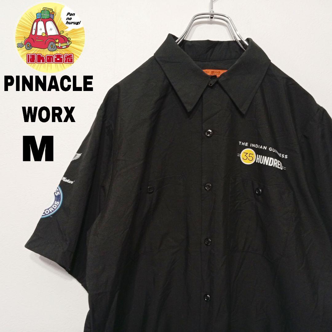 USA古着 PINNACLE WORX　バイクシャツM　ブラック　indian