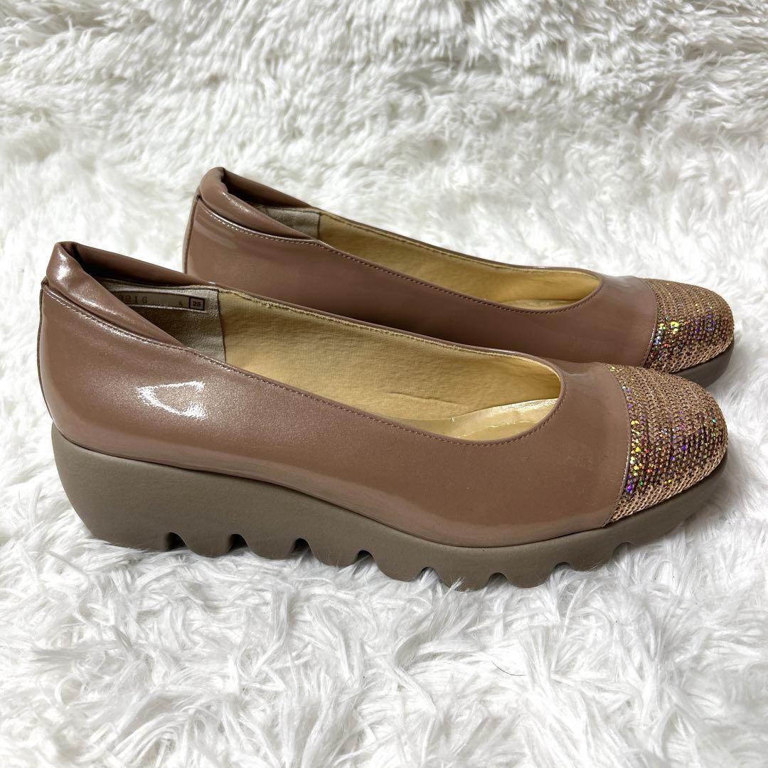 ウェッジソールパンプス ピンク