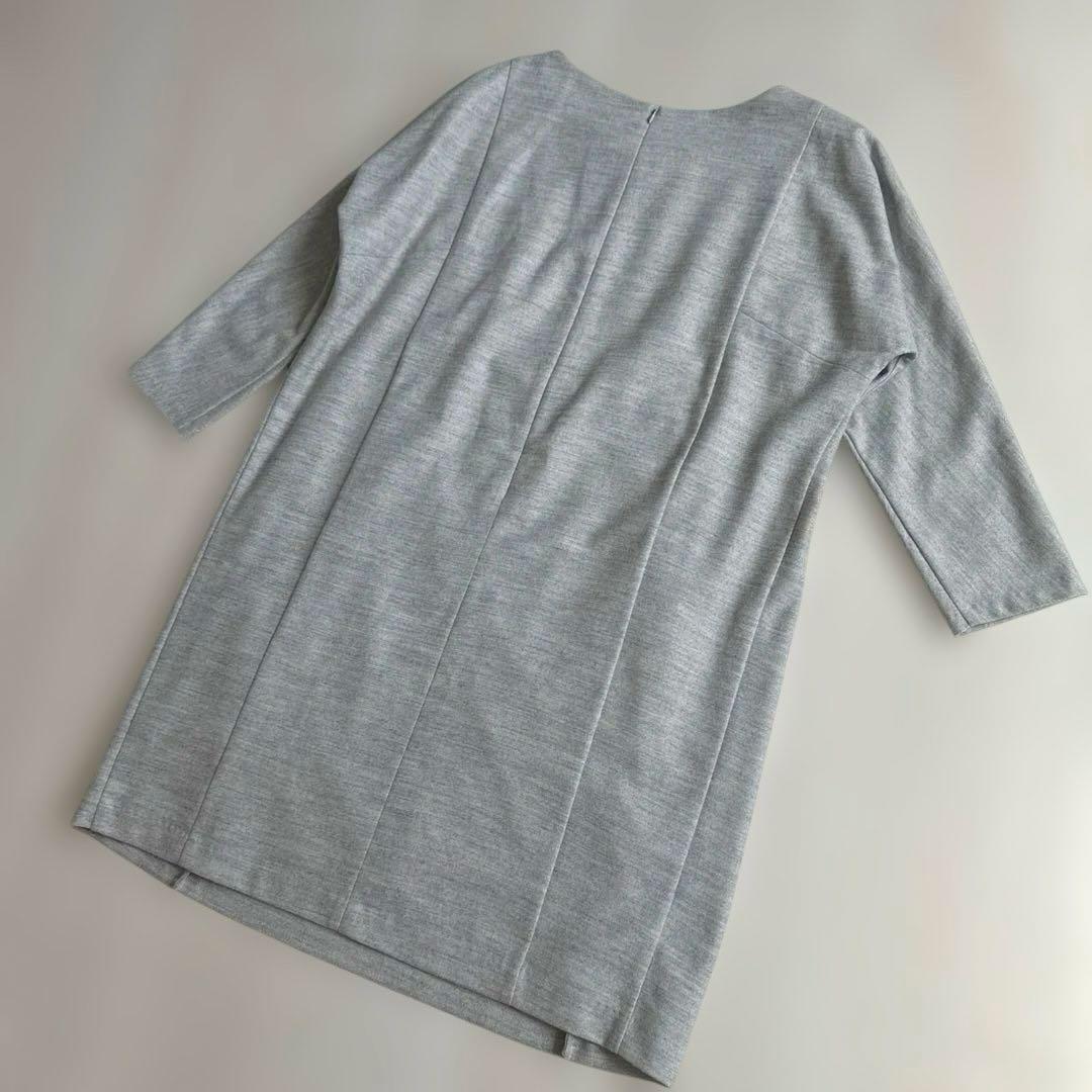 23区 ウール混　ラメツイード　七分袖ワンピース　チュニック　大きいサイズ44