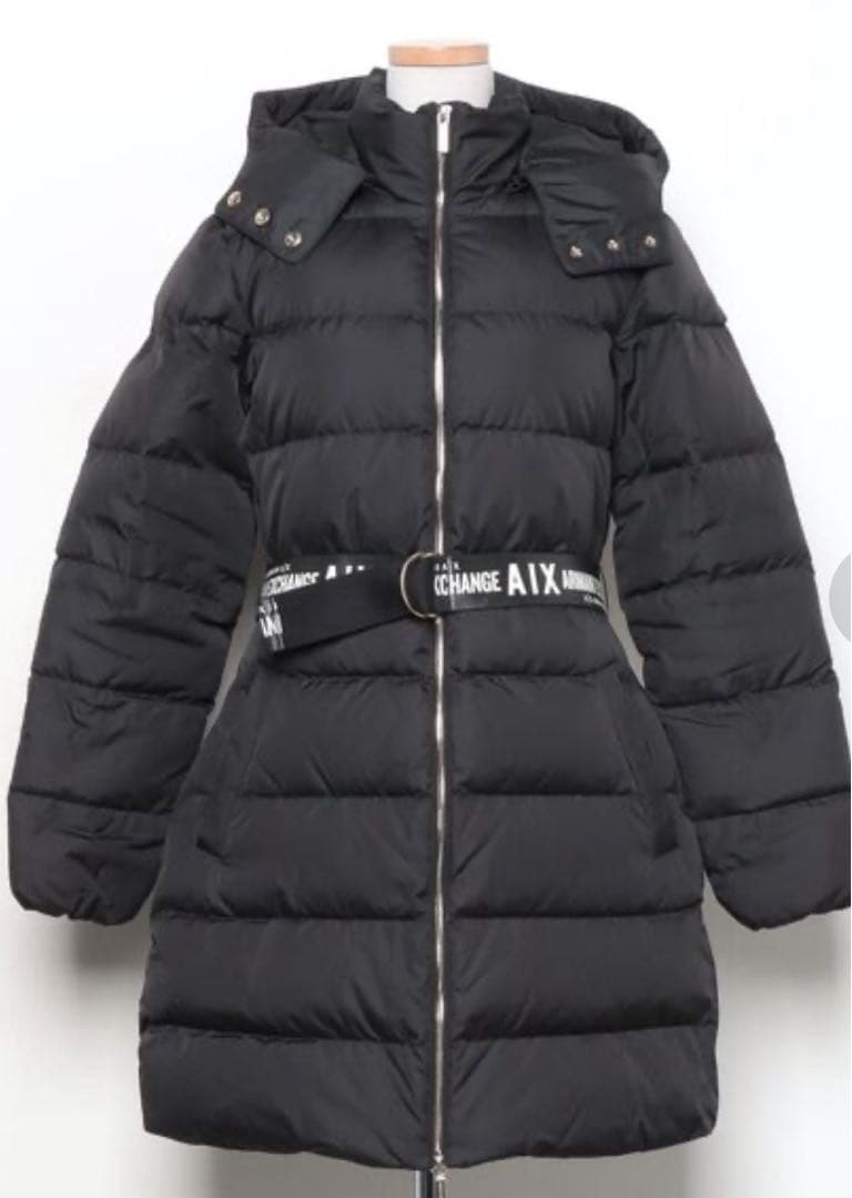 AIX フード付きダウンジャケット ブラックS A X ARMANI EXCHANGE