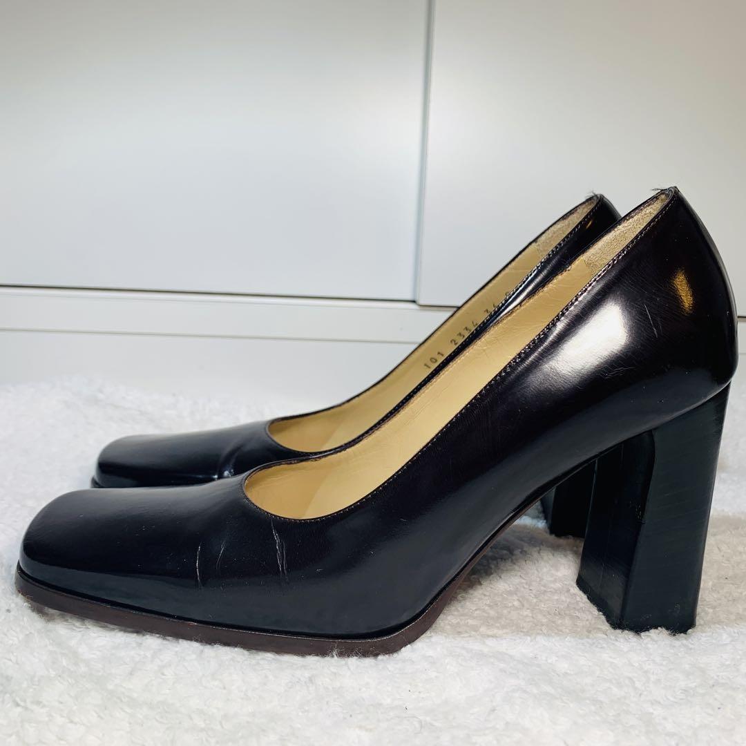 ⭐️美品GUCCI グッチ　スクエアトゥ　チャンキーヒール　パンプス　ハイヒール