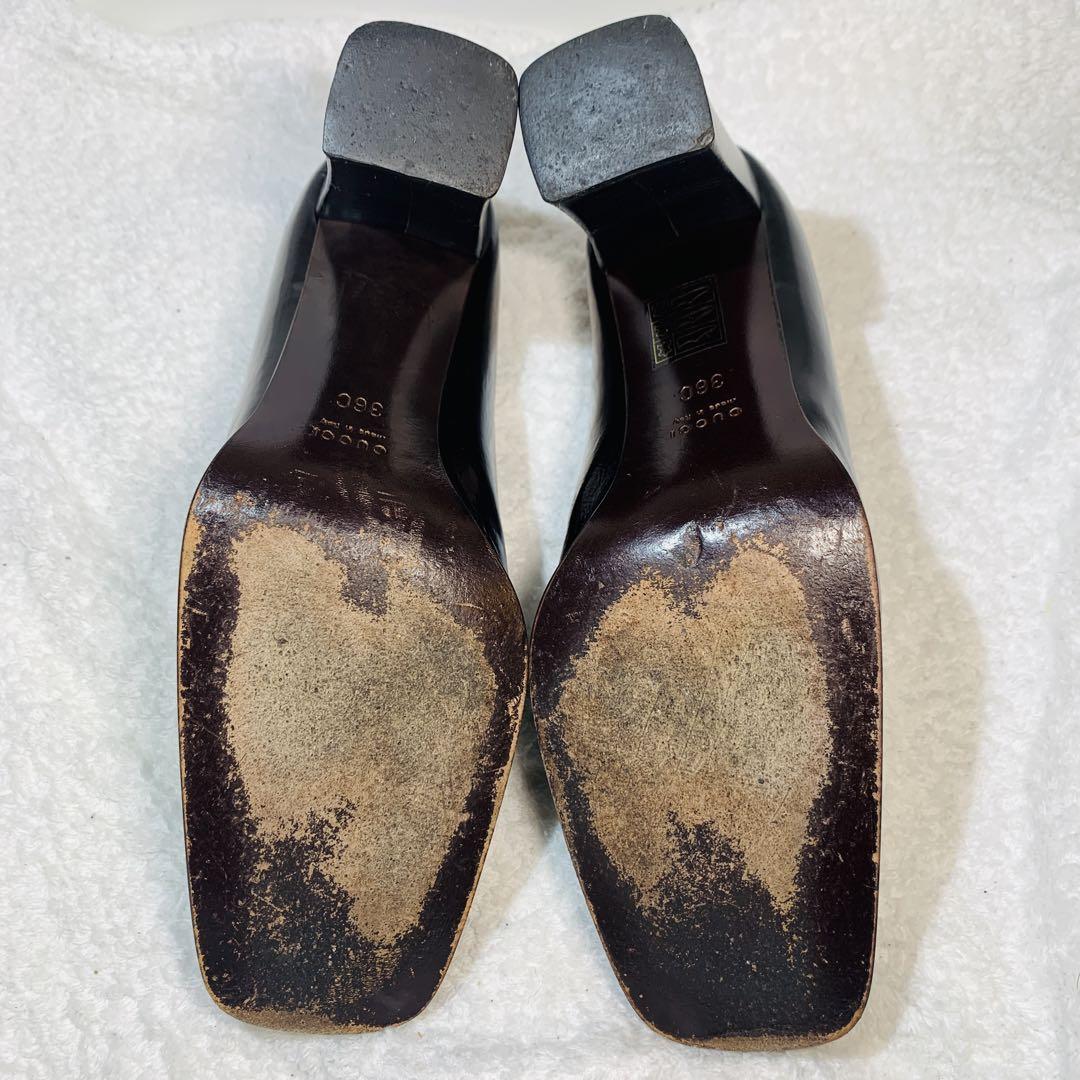 ⭐️美品GUCCI グッチ　スクエアトゥ　チャンキーヒール　パンプス　ハイヒール