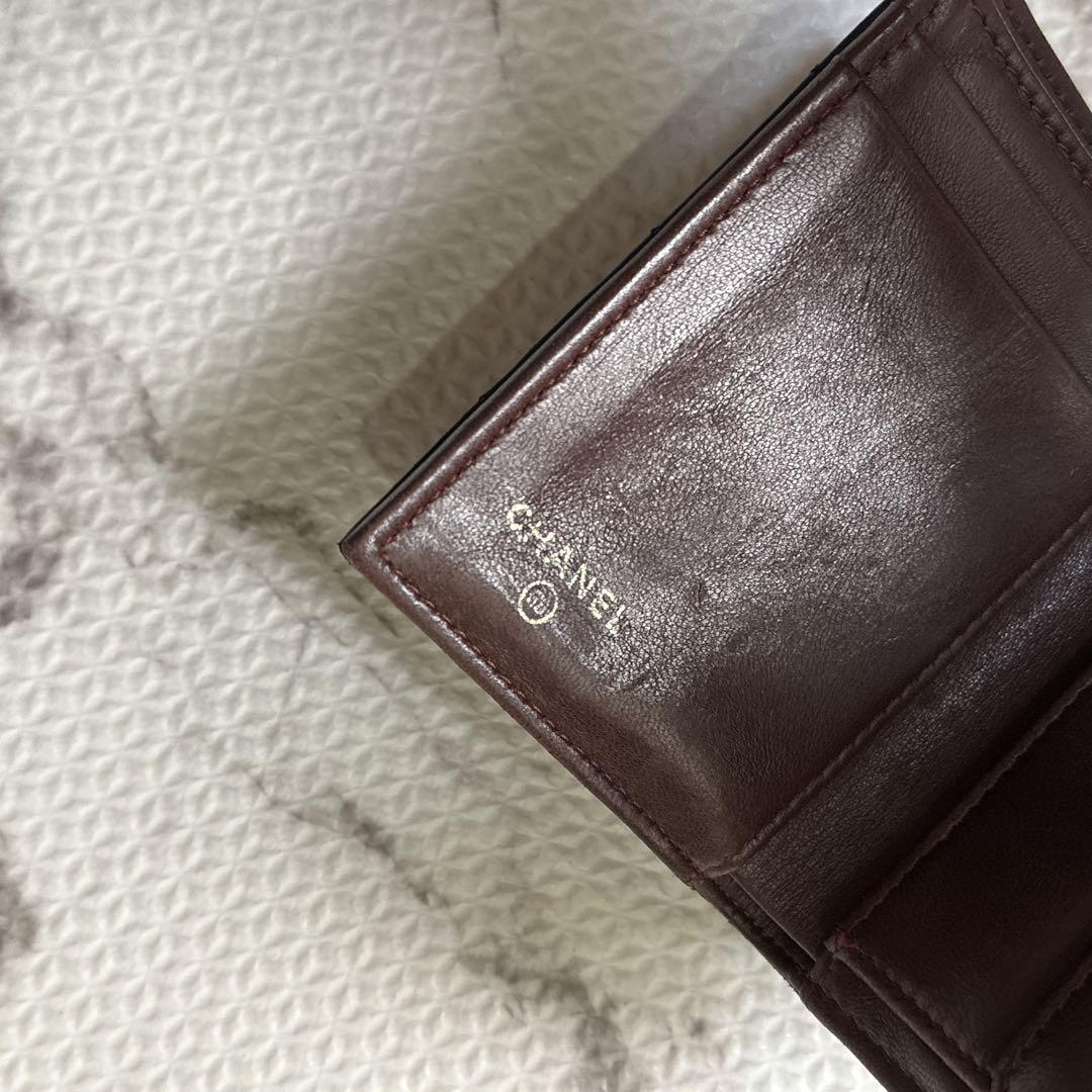 CHANEL シャネル ラムスキン 三つ折り 財布 ココマーク